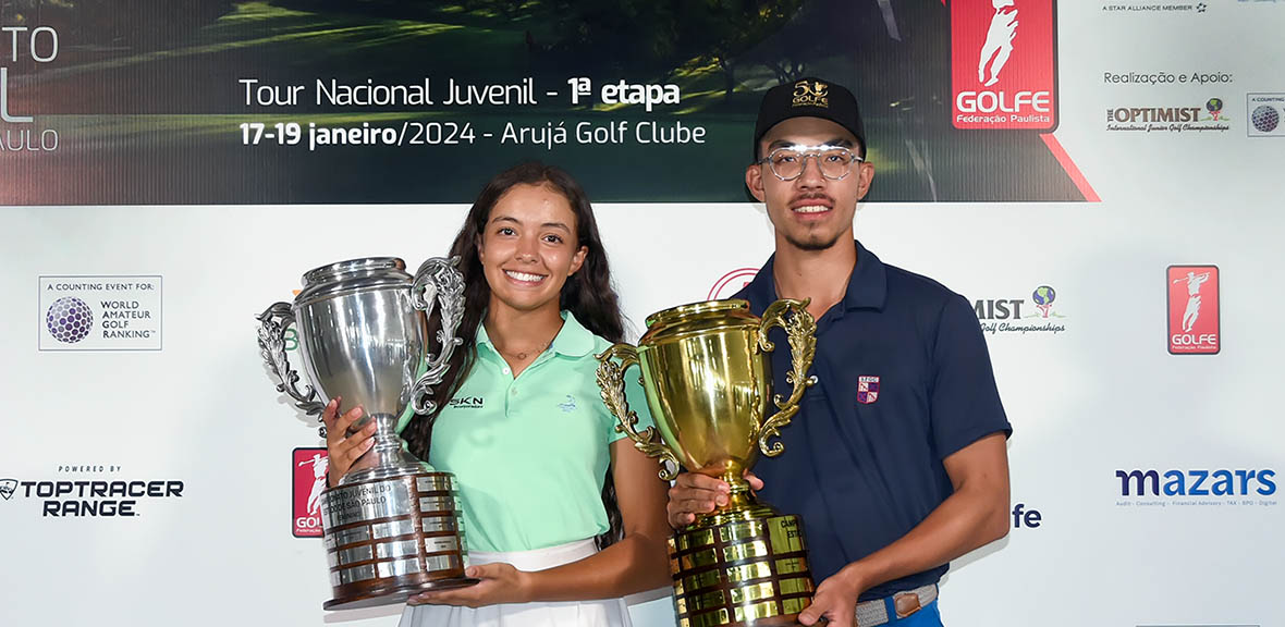 Dudinha e Miyata conquistam suas primeiras vitórias no Ranking Mundial Amador de Golfe (WAGR). Fotos: Thais Pastor/F2 Comunicação